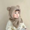 Faux Fur Winter Baby Hat Scarf One-Piece Soft Kids Cap for Girls Boys Cartoon Warmer Neck Ears Baby Bonnet Infant Accessories