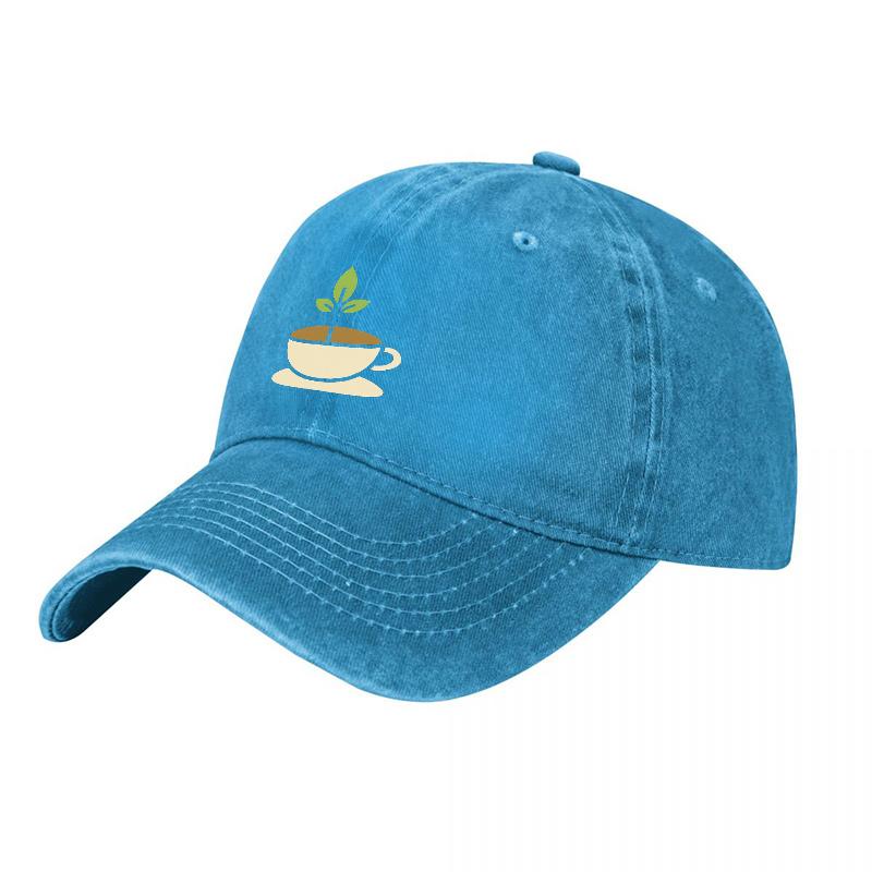 Coffee Plant Embroidered Washed Cotton Baseball Cap with Vintage Design and Soft Comfortable Fit for Everyday Wear