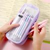 Multi-Purpose Transparent Pencil Case Clear Travel Makeup Bag Mesh Pencil Case  School Supplies