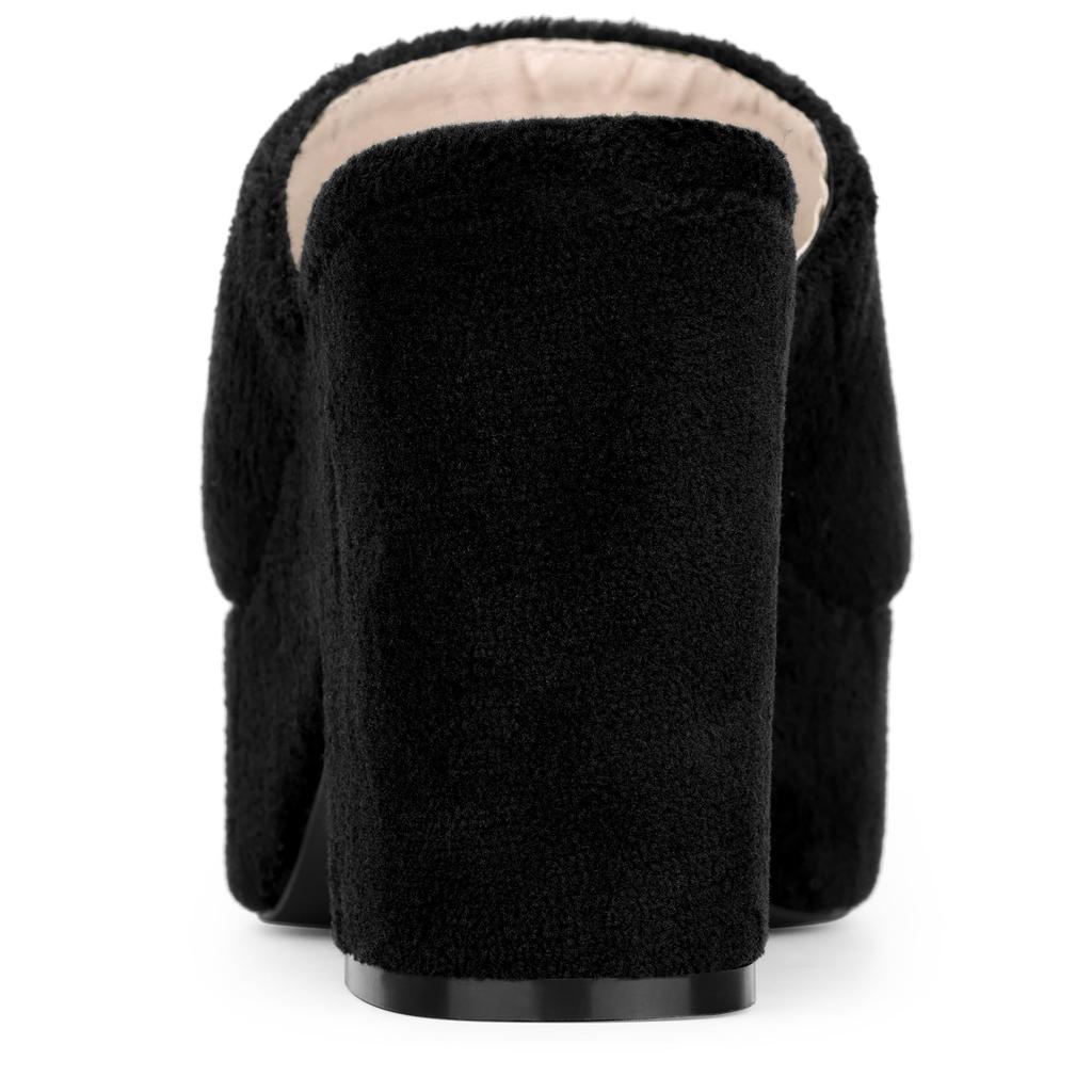 Allegra K Women's Platform Slide Chunky Heel Sandals, Black, Size 25.0cm