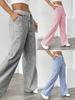 Women's Striped Drawstring Wide-Leg Pants Casual Trousers with Pockets