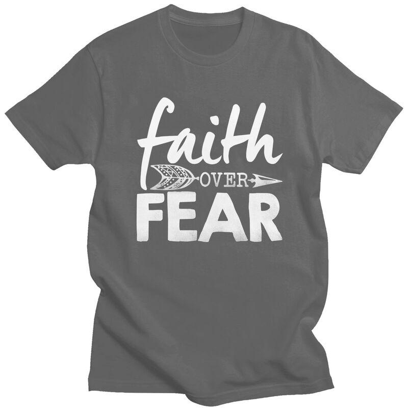 Мужские футболки с принтом 'Вера превыше страха' (Faith Over Fear) Христианская стрела, Хлопок, Футболки, Одежда