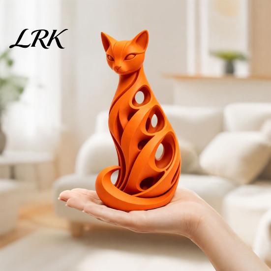 Абстрактная фигурка кота для полок, 3D-печатная спиральная фигурка, полая современная скульптура, поделка, подарок коллегам, полка на стол, минималистичное искусство, домашний офис