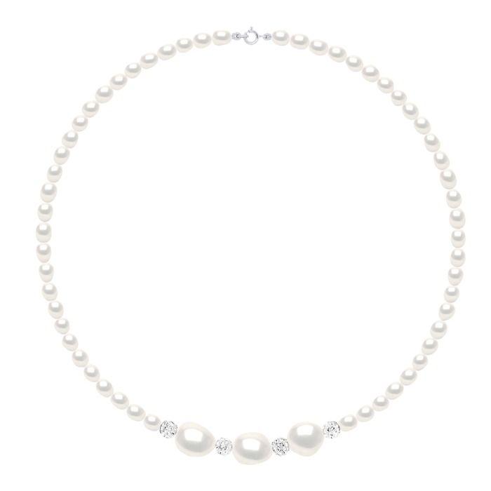 Collier - PEARLS & COLORS - Pearls & Colors - Perles d'eau douce (4-5 mm) + 3 baroques (11-12 mm) - Argent 925 - 42 cm