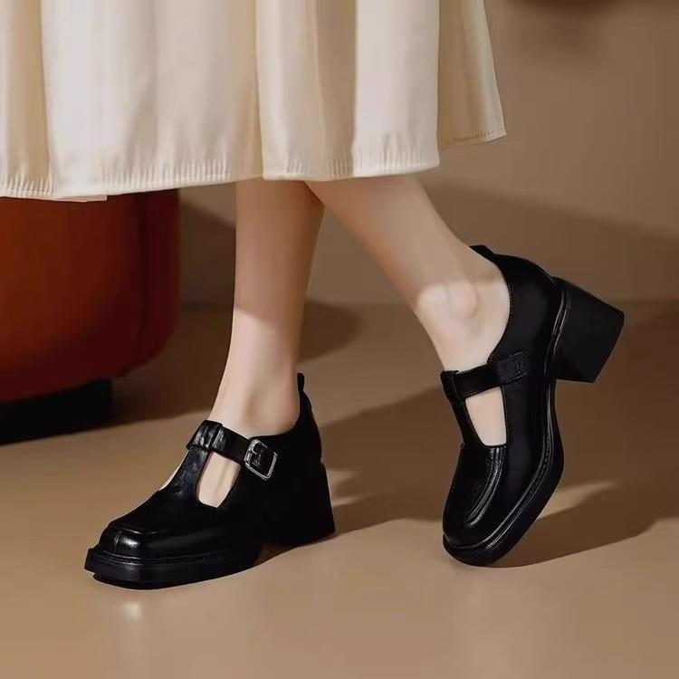 Leather Platform Mary Jane Shoes Women's Thick Heels Small Leather Shoes High Heels Small Single Shoes New Women's Shoes