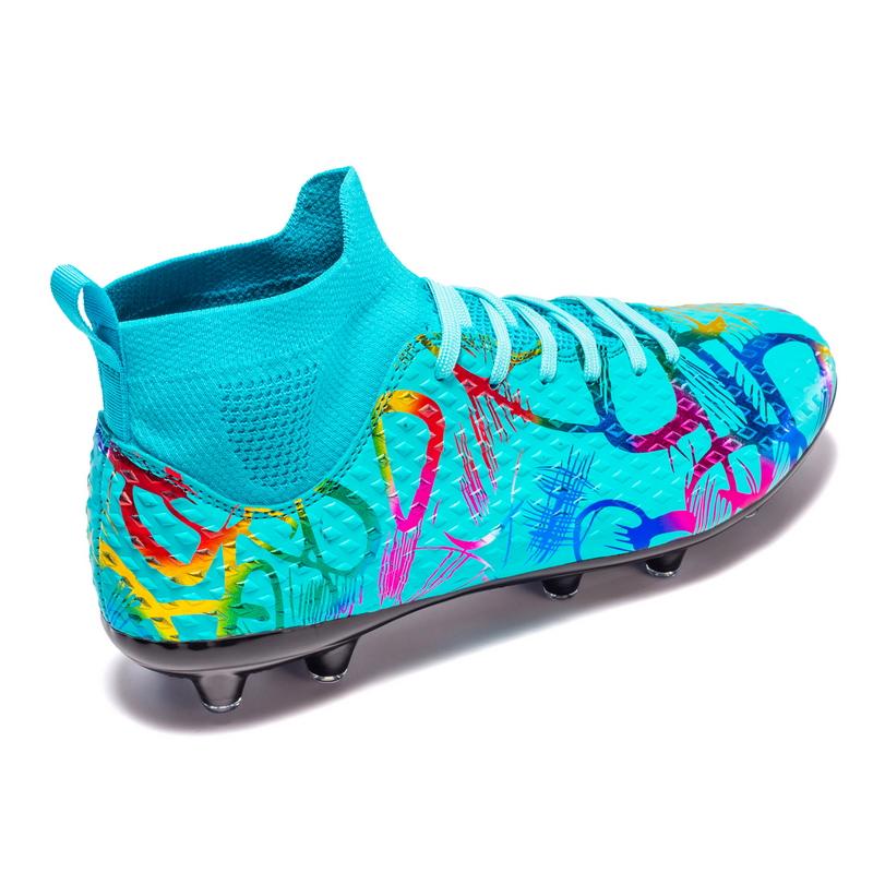 Unisex Football Boots Men's High -top Elastic Socks Mouth Leather Art Lawn Long Nail Football Shoes Children Big Size Football Boots