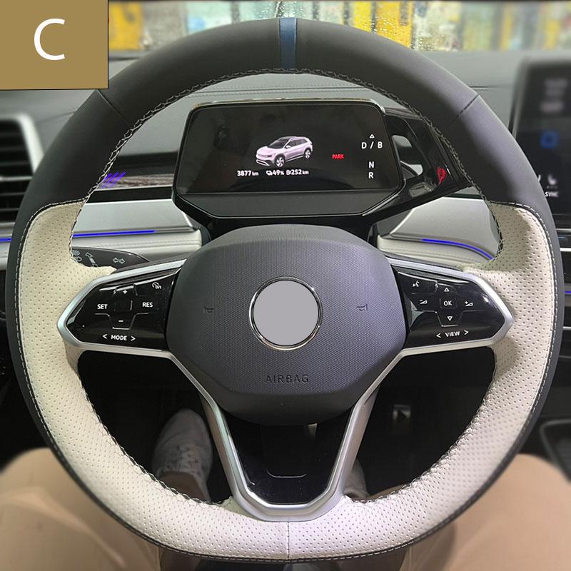 Индивидуальная чехол на руль автомобиля для Volkswagen ID3 ID4 Crozz ID6X ID4X Touareg Сшитый вручную 3 вспомогательных дизайна Кожа Замша
