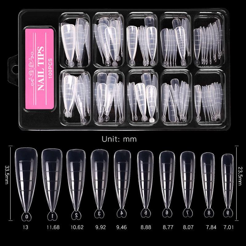 100Pcs/Box Stiletto Nail Mold Tips Nail Dual Forms For Poly Nail Gel Finger Extension Nail Art UV Builder Easy Find Extension Tool