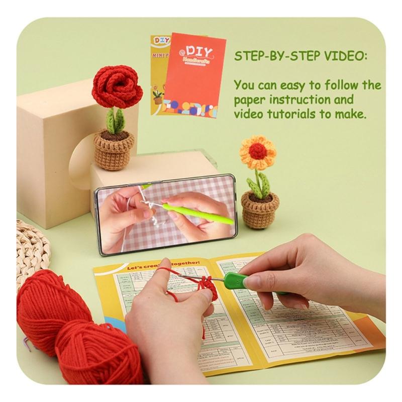 Beginners Crochet Kits DIY Crochet Starter Kits Including Crochet Hook, Yarn Balls, Needle, Instructions, Accessories