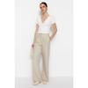 Brown Wide Leg Pleated Woven Trousers Twoaw22pl0475