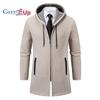Mens Long Full Zip Fleece Lined Fashion Jacket Knitted Men Regular Fit Hooded Coat