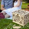 Wooden Wedding Gifts Card Boxes With Lock Mr&Mrs Couple Flower Pattern Envelope Sign Cards Wood Box DIY Rustic Wedding Supplies