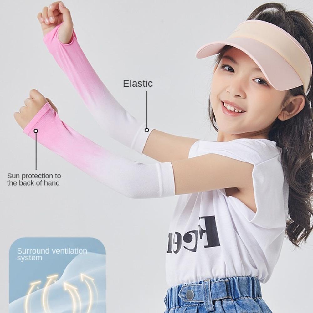 Polyester Ice Silk Arm Sleeves Spandex Sun Protection Arm Cover Gradient Color Sleeve Beach