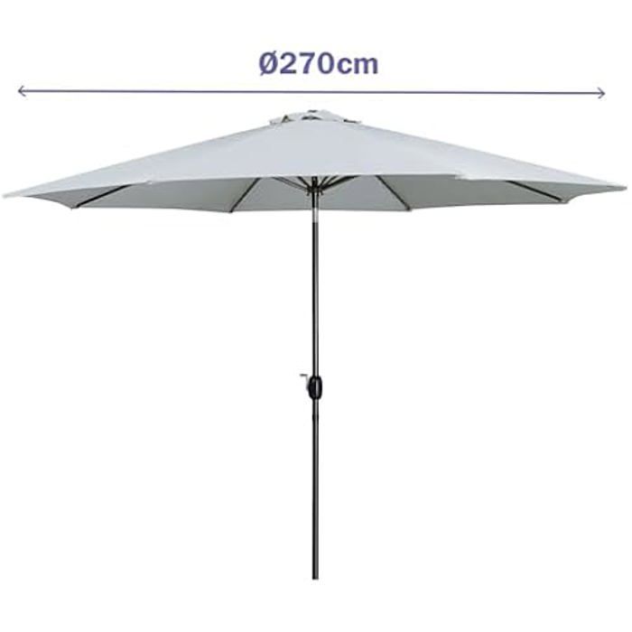 Parasol - Marbueno - 10484 - Acier - 270 cm - Polyester blanc - Pliable