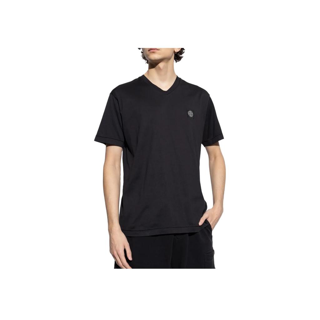 STONE ISLAND Мужская футболка с V-образным вырезом 25SS, облегающая, черная K1S152100001S0013-V0029