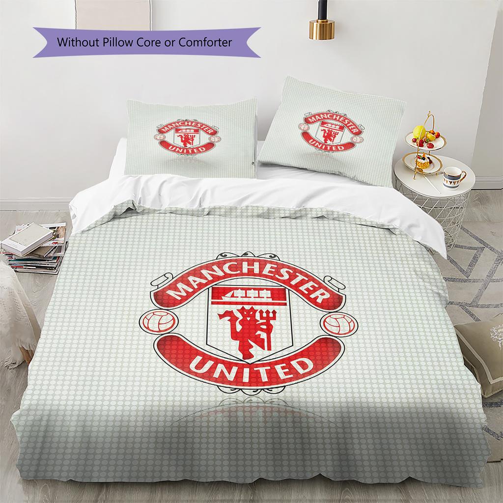 Manchester United Pattern Bedding Quilt Set Home Decoration Gift (1 * duvet cover + 2 * pillowcase without core)