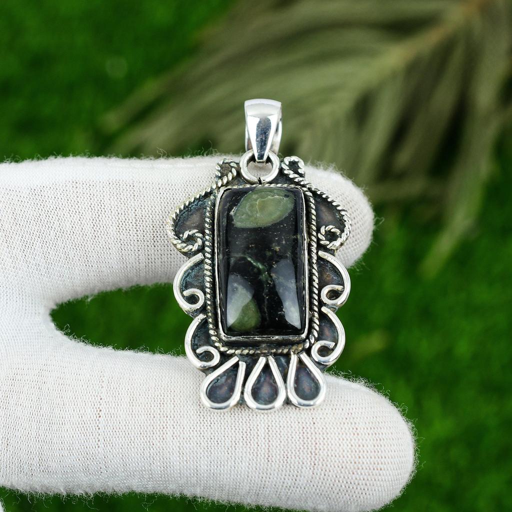 Radiant Kambaba Jasper Gemstone Sterling Silver Daughter Birthday Ethnic Pendant
