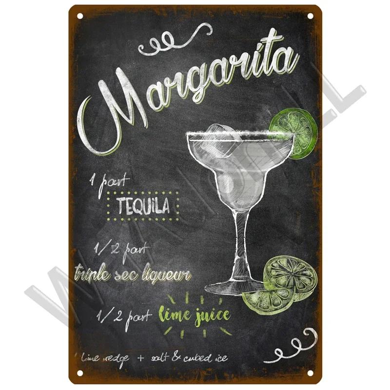 Metal Sign Vintage Tin Signs Retro Decorations Gin & Tonic Cocktail Plate Decorative Poster Plaque Bar Kitchen Home Wall Decor