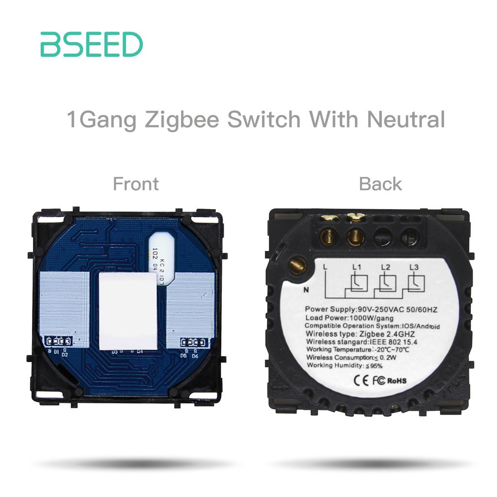 BSEED Zigbee Умные сенсорные выключатели 1/2/3 модуля Обычные французские настенные розетки Тип-C USB Функциональные модули Стеклянные панели DIY Комбинация