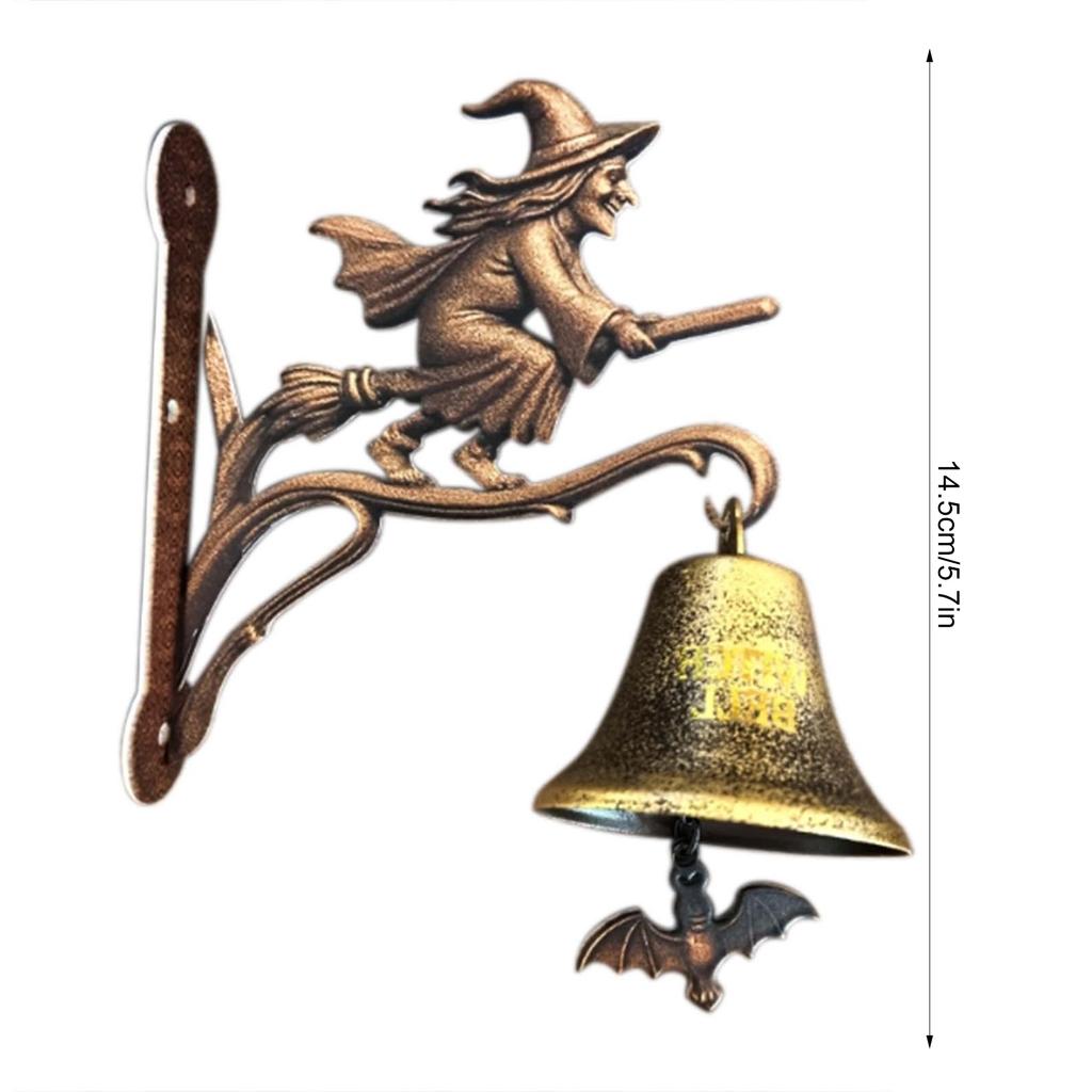 Ведьминский дверной колокольчик, подвесное украшение, железное изделие, ведьма на метле, смола, винтажный домашний декор для Хэллоуина, рождественские сувениры для вечеринки