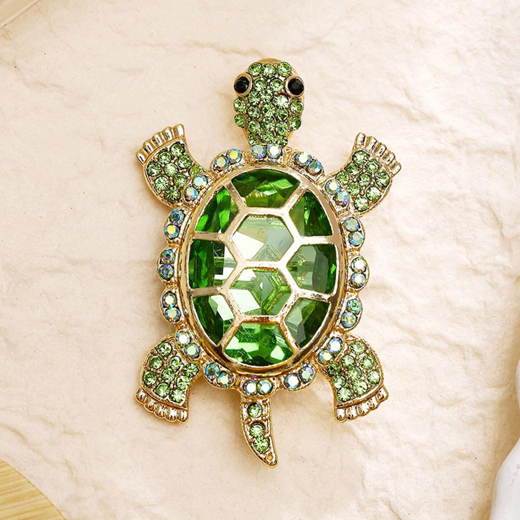 Trendy Turtle Animal Brooch Fashion Vintage Alloy Electroplating Diamond Turtle Clothing Brooch