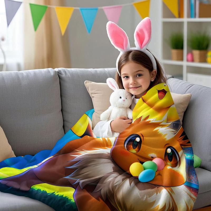 Pokemon Pikachu & Eevee Flannel Blanket Hot Anime Soft Warm Throw Sofa Bed Couch Cover Nap Cape Shawl Camping Fans Kids Gift
