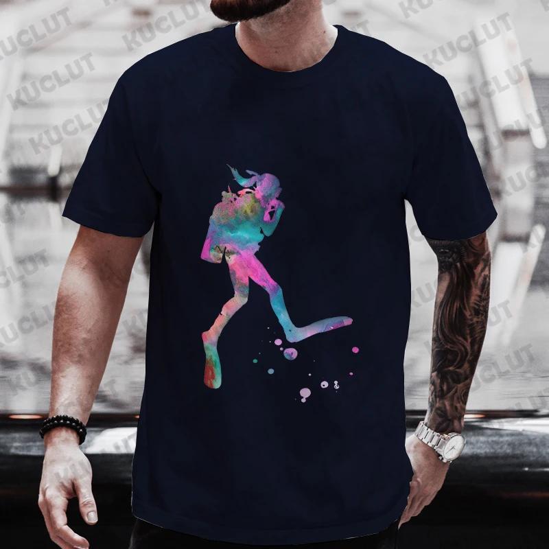 Diver 200 Bar Смешные футболки Мужские летние рубашки Harajuku с коротким рукавом Уличная одежда Топы свободного покроя Одежда для подводного плавания Мужская одежда