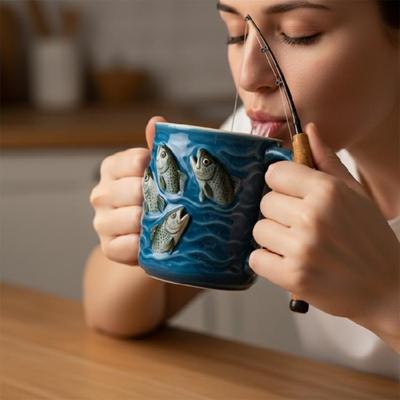Кружка для рыбалки Кофейная кружка для рыбалки Дорожная кофейная кружка Посуда Кофейная кружка Уникальный подарок для любителей рыбалки для женщин мужчин