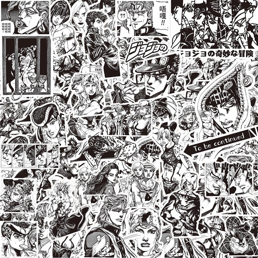 10/30/77 шт. Черно-белые Аниме Стикеры JoJo's Bizarre Adventure Водонепроницаемые Наклейки для Ноутбука Чехла Телефона Декоративная Наклейка Граффити
