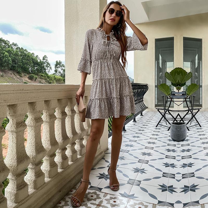 Весенние и осенние женские платья, модные короткие тонкие платья с деревянными ушками и боками