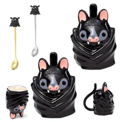 Кружка в форме летучей мыши, перевернутая вверх дном, милая 3D керамическая кофейная кружка с ручкой-хвостом, забавная новинка, кружка с животным, подарок для готического домашнего офисного декора