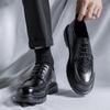Casual Leather Shoes Men'S Spring And Autumn Business Dress British Style Platform Men'S Shoes Big Head Black Leather Shoes 3513-R
