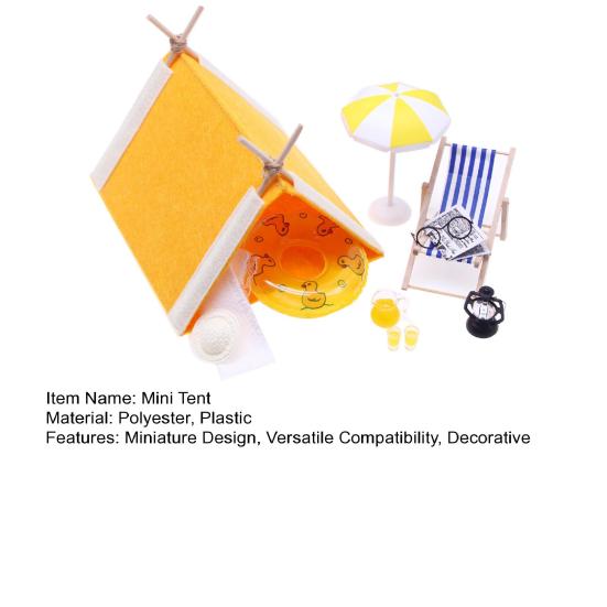 Миниатюрная фигурка палатки для кемпинга, летний набор для кемпинга, масштаб 1/6 1/12, реалистичная форма, миниатюрная модель, мини-палатка, аксессуары для кукольного домика