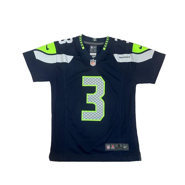 Nike Футболка-коллаборация НФЛ Seattle Seahawks Логотип бренда Удобный короткий рукав Детские топы Темно-синий 3Z1B7N1P9-WILSON