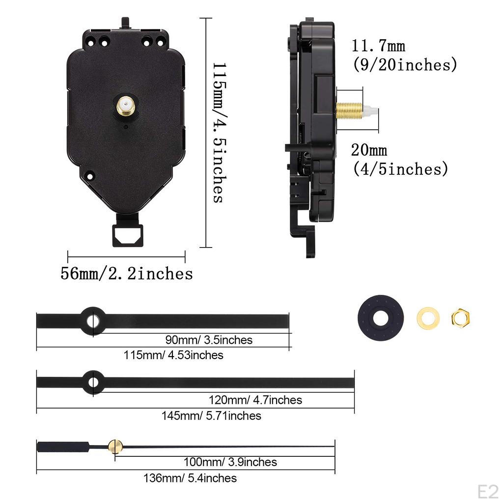 HR9865+903 Pendulum Movement Clock Quartz DIY Kits, 8mm Dial Thickness, 20mm Total Shaft