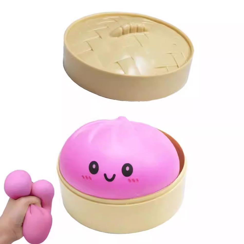 Squeezy Dumplings Squishy Steamed Bun Toy Stress Relief Fidget Toy Slow Rebound Soft TPR for Kids Adults Dough Ball Unique Gifts