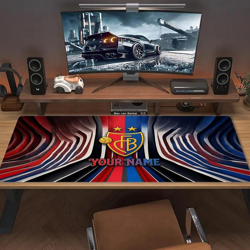 Custom Name FC Basel Print Cushion Non-slip Laptop Tablet Big Mousepad XXL Mat Mini PC Playmat With Lock edge