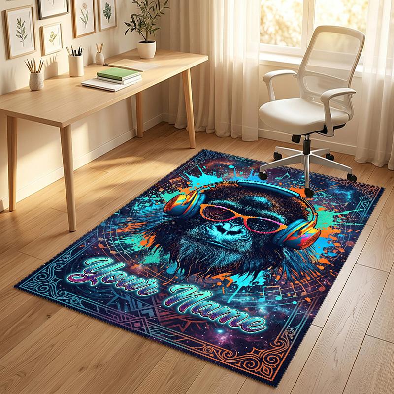 Medieval Pizza Theme Soft Crystal Velvet Rug Custom Name & Text Print Non Slip Floor Rug for Bedroom Living Room