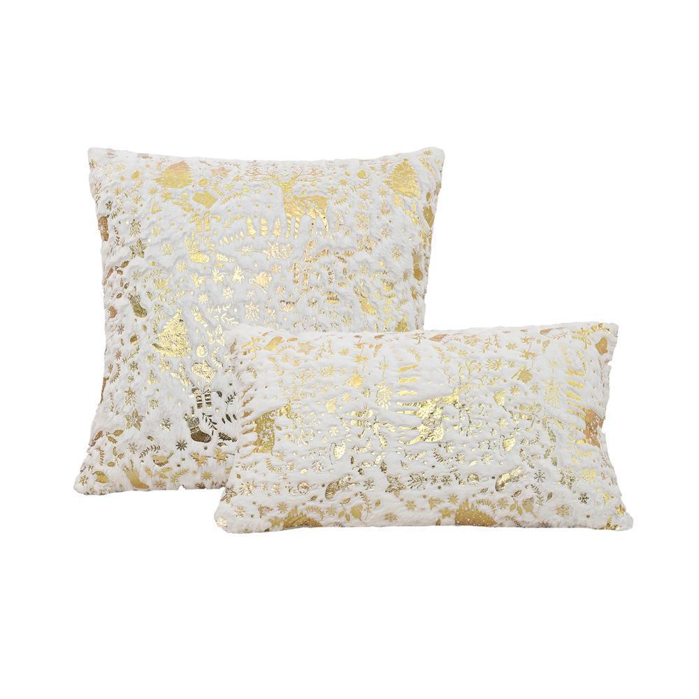 Рождественский плюшевый чехол для подушки с золотым тиснением для гостиной, дивана, кровати или эркера.