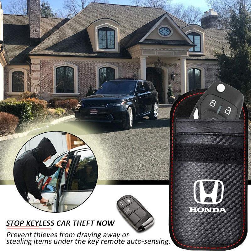 ARD1 Carbon Fiber Car Key Case Signal Blocker Bag RFID Shielding Pockets For Honda Civic Accord CR-V Fit Jazz Odyssey Vezel Pilot HRV