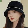 Korean Autumn Winter Style Small Fragrant Pearl Mink Fur Flat Top Fisherman Hat with Feminine Temperament Small Face Warm Basin Hat