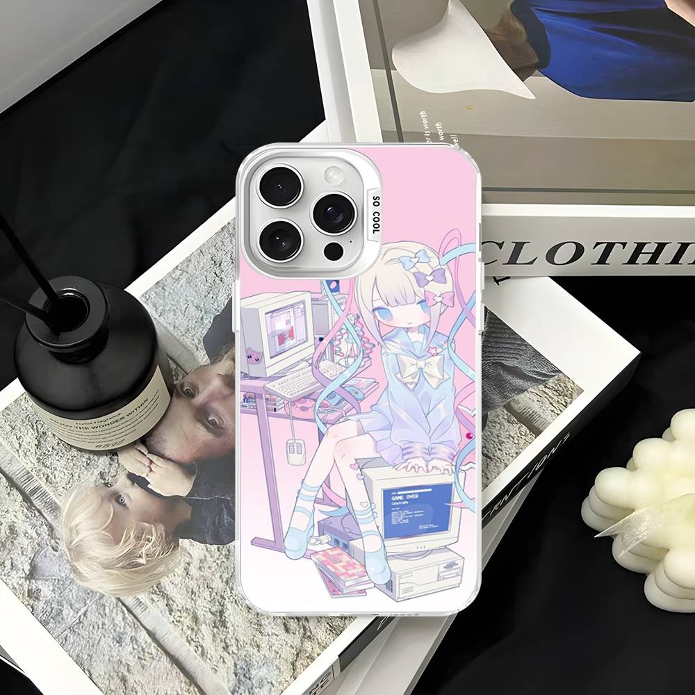 Аниме Needy Streamer Overload Чехол для телефона Для iPhone 16 15 14 13 12 11 17 Pro Max Plus Цвет Серебристый Корпус