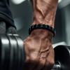 Браслет из гематита для мужчин, Эластичный браслет из натурального камня, 7,87 дюйма
