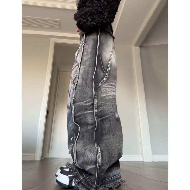 Черные серые женские джинсы с высокой талией, винтажные прямые мешковатые джинсовые брюки, уличные, американский стиль, модные, широкие джинсовые брюки