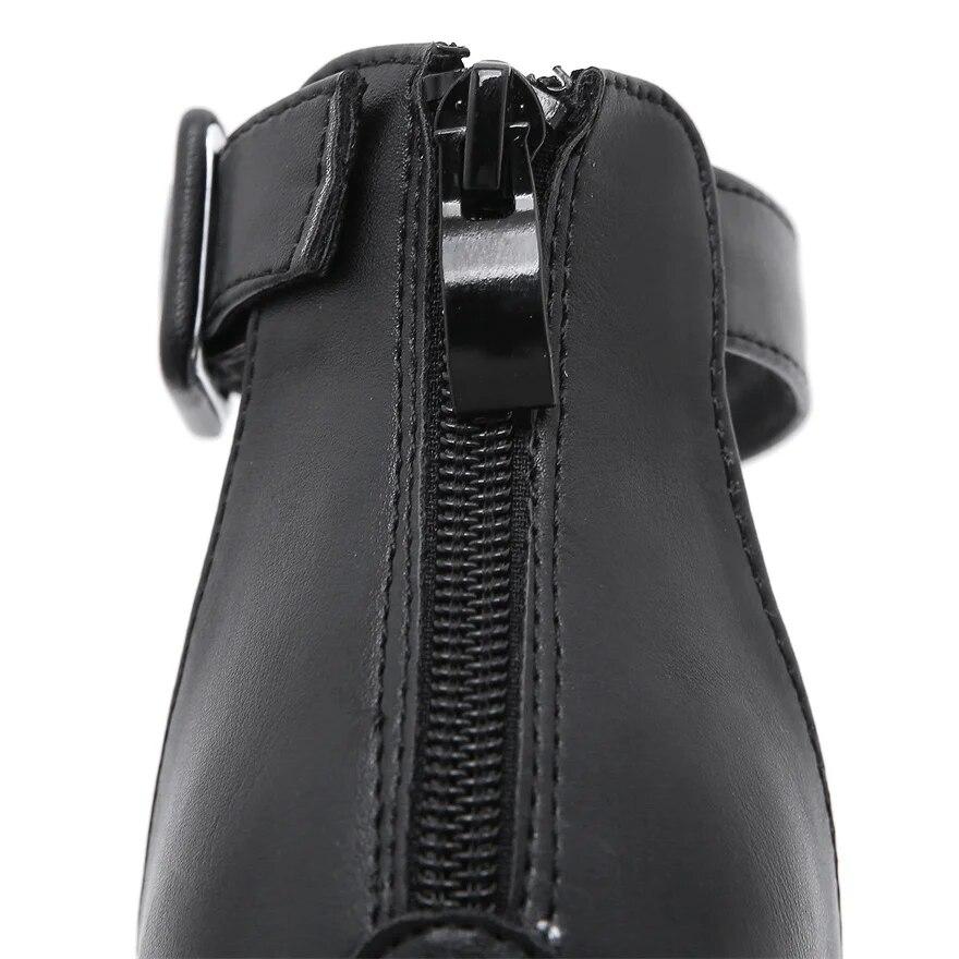 Женские сандалии в римском стиле на очень высоком каблуке 14 см, большие размеры 34–43, лето 2024, женские повседневные туфли на платформе из искусственной кожи на массивном каблуке с пряжкой