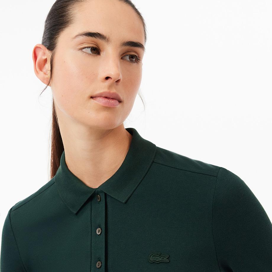Lacoste Женская облегающая футболка-поло с длинным рукавом PF5464-54NYZP