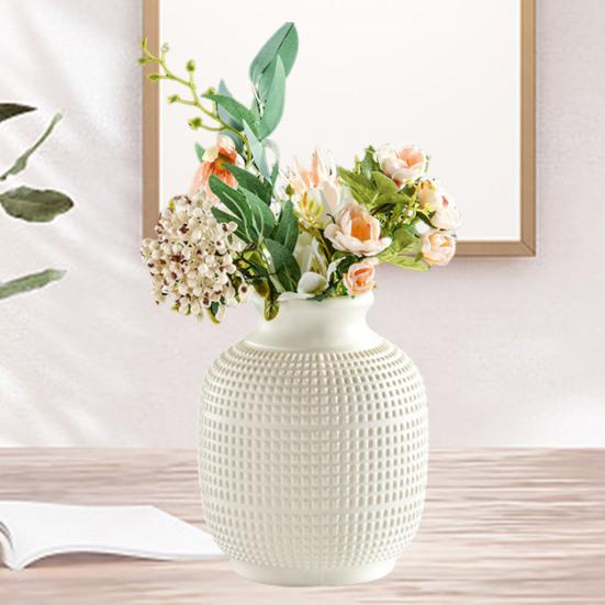 Plastic Flower Vase Indoor Outdoor Modern Real Dried Flower Holder Floral Arrangement Container Living Room Bedroom Table Centerpiece Decoration