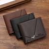 Men Wallet Faux Leather Solid Color Vintage Large Capacity Multi Pockets Portable Foldable Coin Changes Storage Purse Card Holder