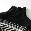 J-Scott Women's Fair Isle Knit Sweater with Drop Shoulders, Long Sleeves, and a Loose Fit, Geometric Pattern, Black, Size JS35-BK-XL