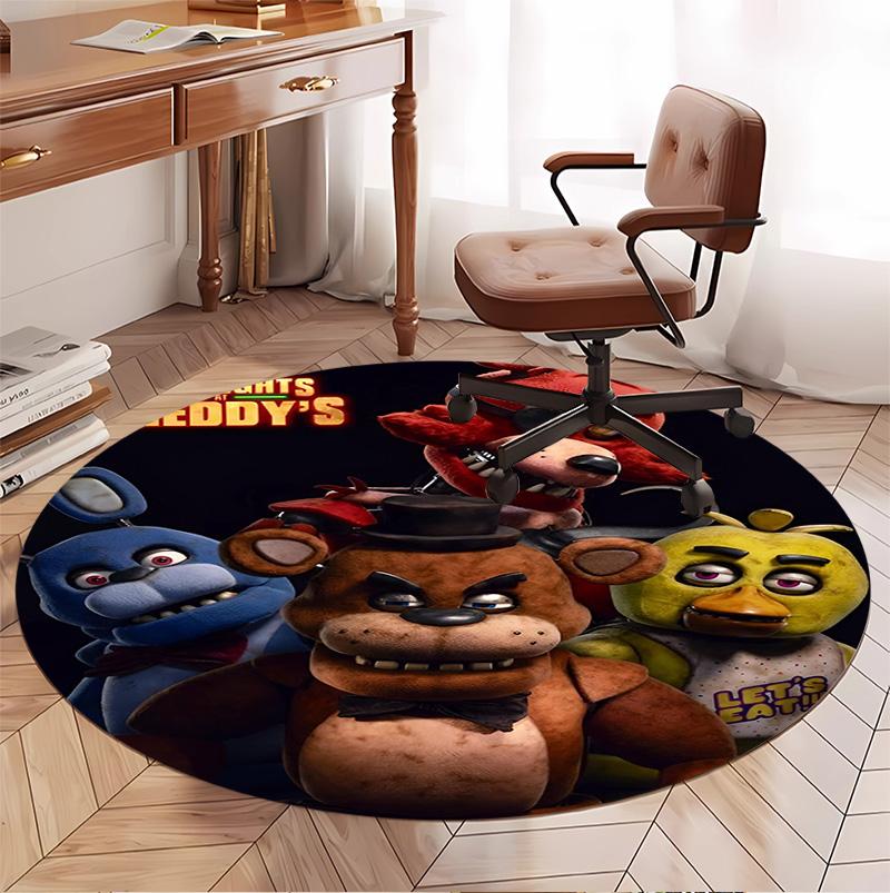 Five Nights at Freddy's Pattern Round Rug, Indoor/Outdoor Mat, for Picnic, Gameroom, Bedroom, Office, Living Room, Home Decor Carpet, Birthday Gift